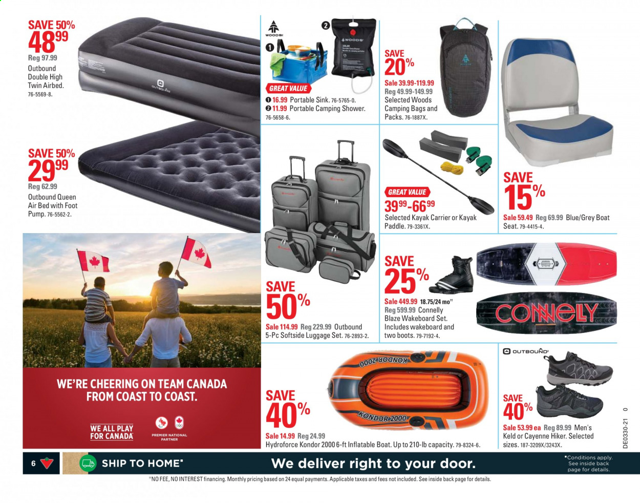 thumbnail - Canadian Tire Flyer - July 23, 2021 - July 29, 2021 - Sales products - bag, bed, airbed, boots, kayak paddle, boat seat, sink, pump. Page 5.
