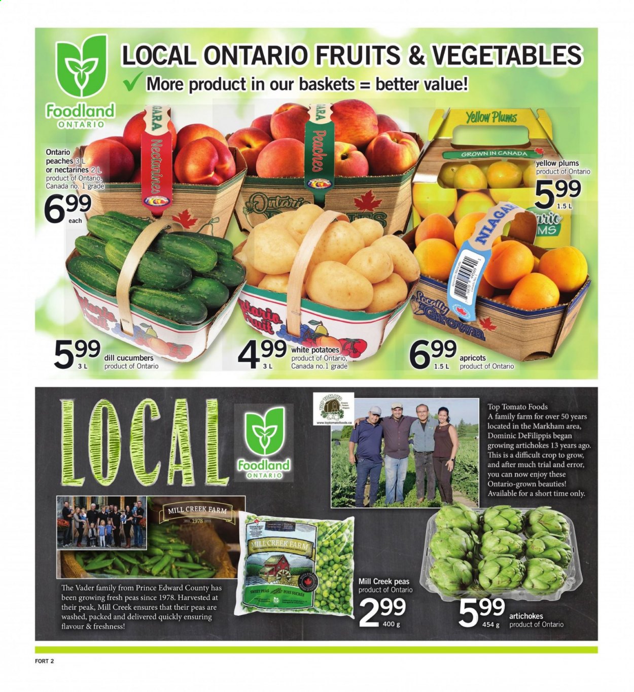thumbnail - Fortinos Flyer - July 22, 2021 - July 28, 2021 - Sales products - artichoke, cucumber, potatoes, peas, nectarines, plums, apricots, peaches, dill. Page 3.