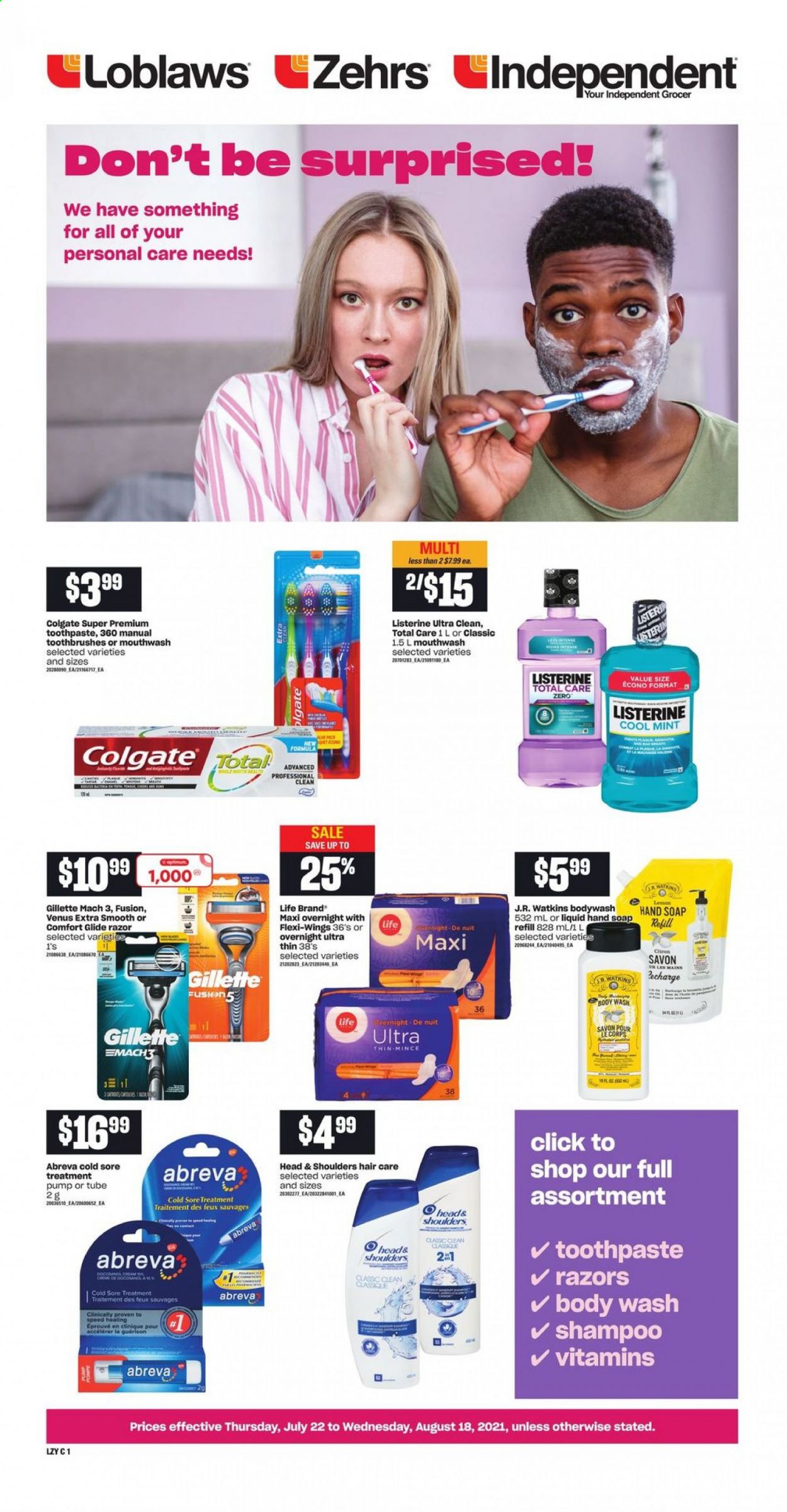 Loblaws flyer - July 22, 2021 - August 18, 2021. Page 1