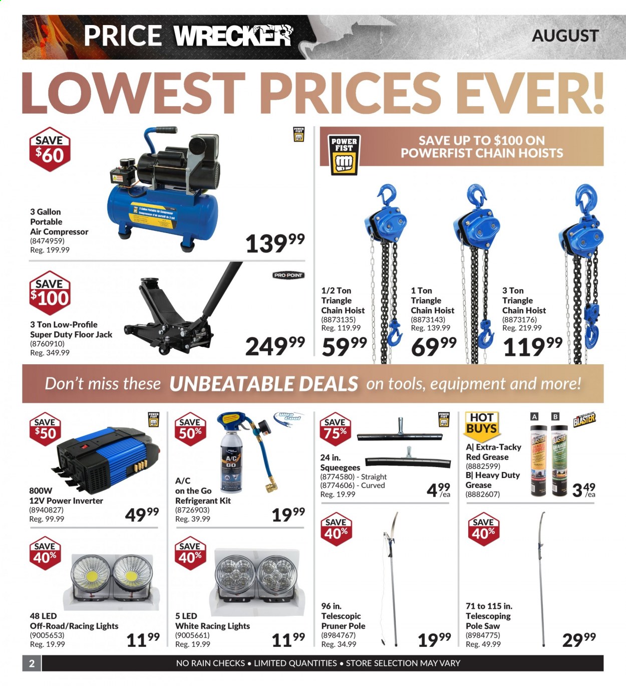 thumbnail - Princess Auto Flyer - August 01, 2021 - August 31, 2021 - Sales products - power inverter, air compressor, floor jack, saw. Page 2.