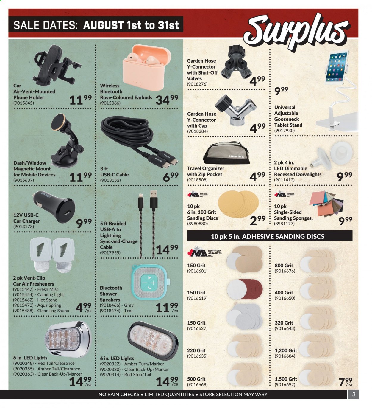 thumbnail - Princess Auto Flyer - August 01, 2021 - August 31, 2021 - Sales products - mobile phone holder, air freshener, LED light, adhesive. Page 3.