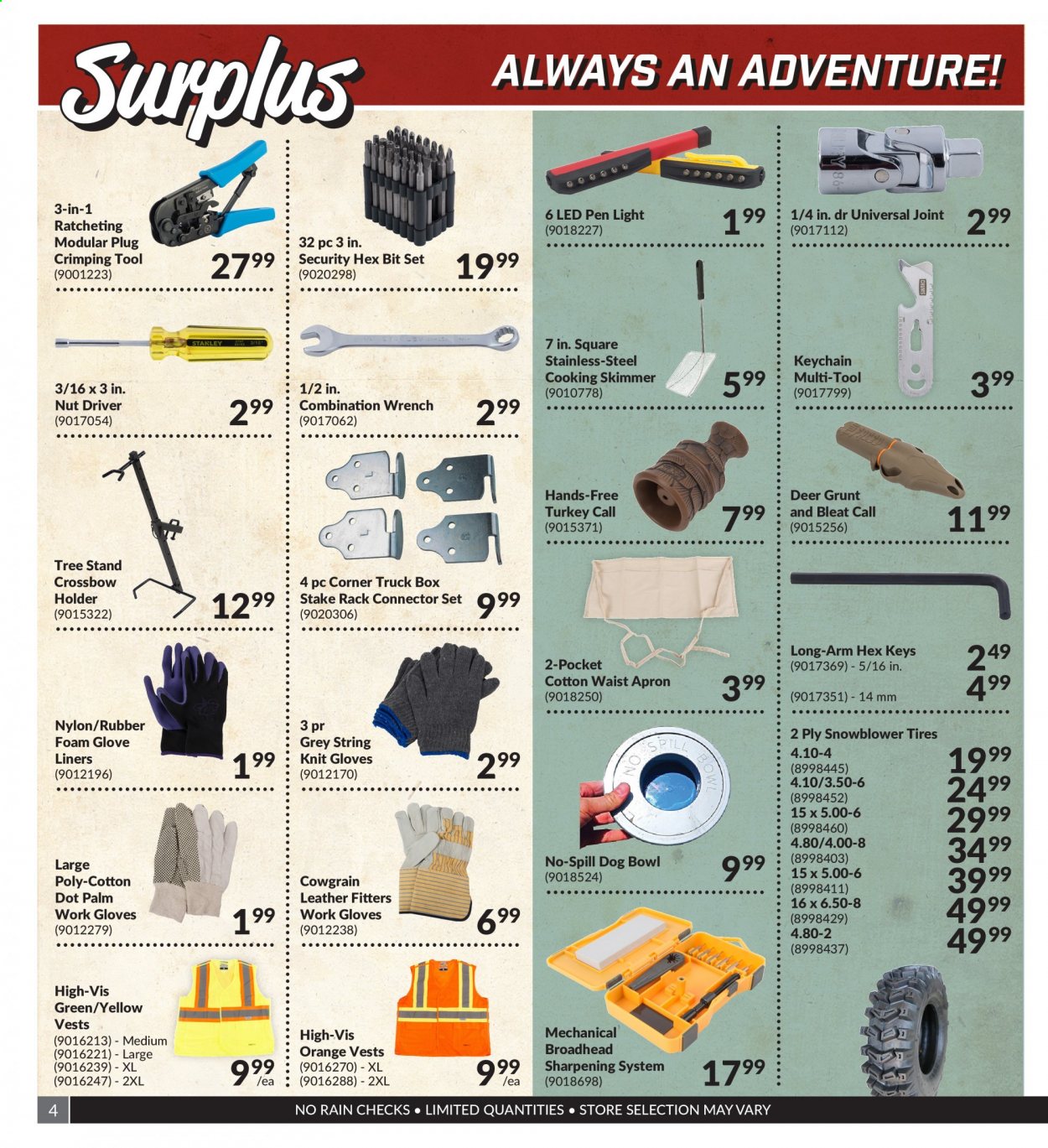 thumbnail - Princess Auto Flyer - August 01, 2021 - August 31, 2021 - Sales products - wrench, crimper, gloves, work gloves, holder, truck box, tires, snow blower. Page 4.