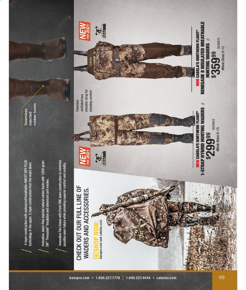thumbnail - Bass Pro Shops Flyer - Sales products - boots, strap. Page 109.