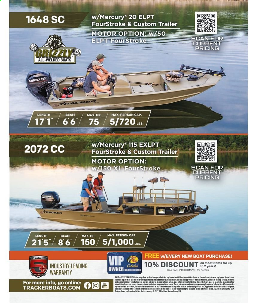 thumbnail - Bass Pro Shops Flyer - Sales products - boat. Page 450.