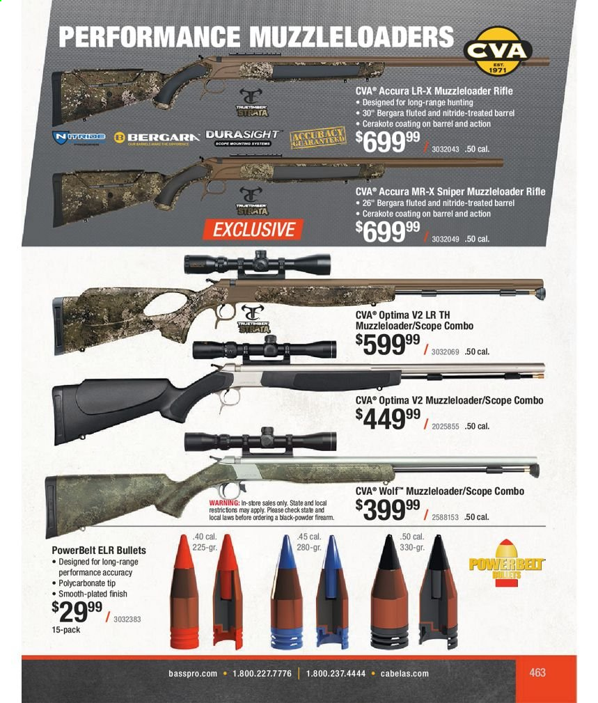 thumbnail - Bass Pro Shops Flyer - Sales products - Bergara, rifle, scope, scope combo. Page 463.