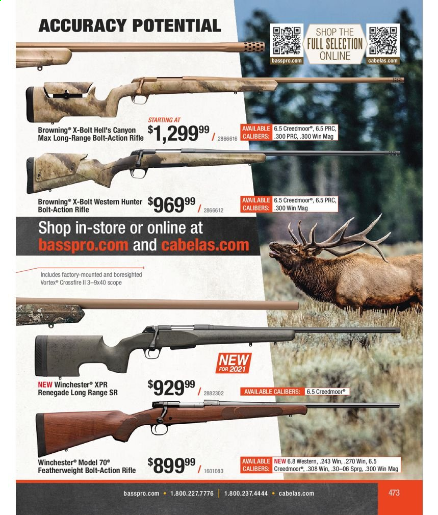 thumbnail - Bass Pro Shops Flyer - Sales products - Hunter, Browning, rifle, scope. Page 473.