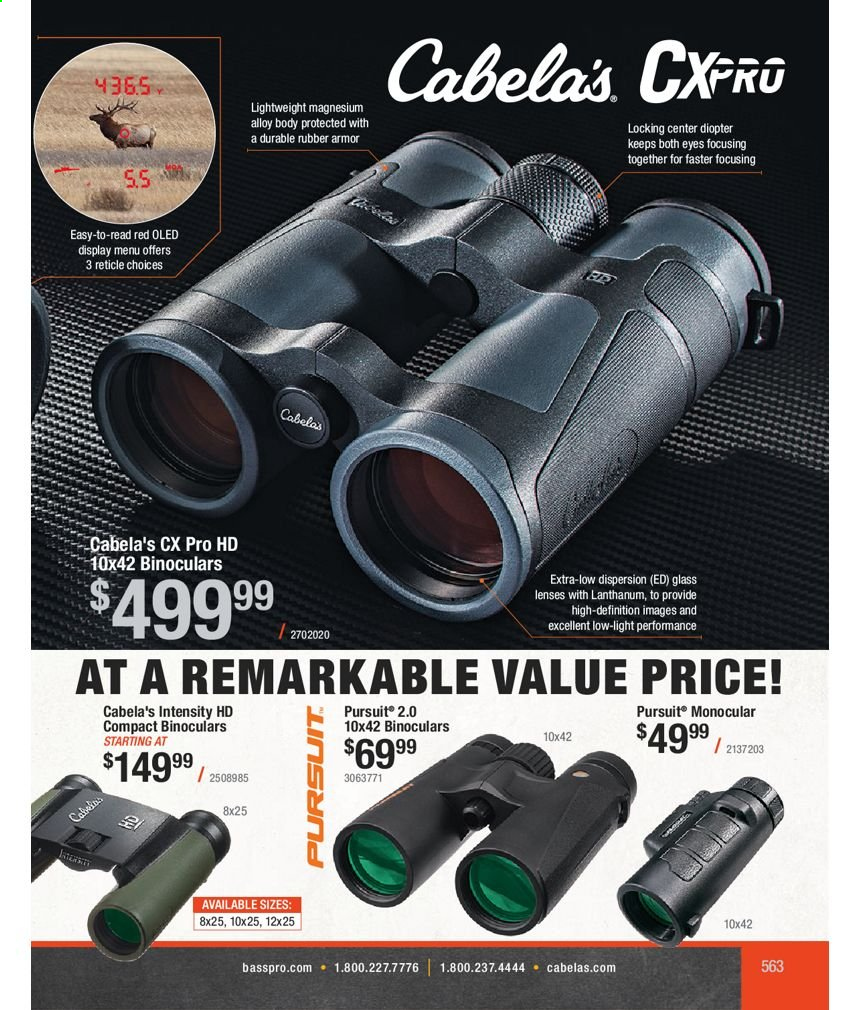 thumbnail - Bass Pro Shops Flyer - Sales products - lenses, binoculars. Page 563.