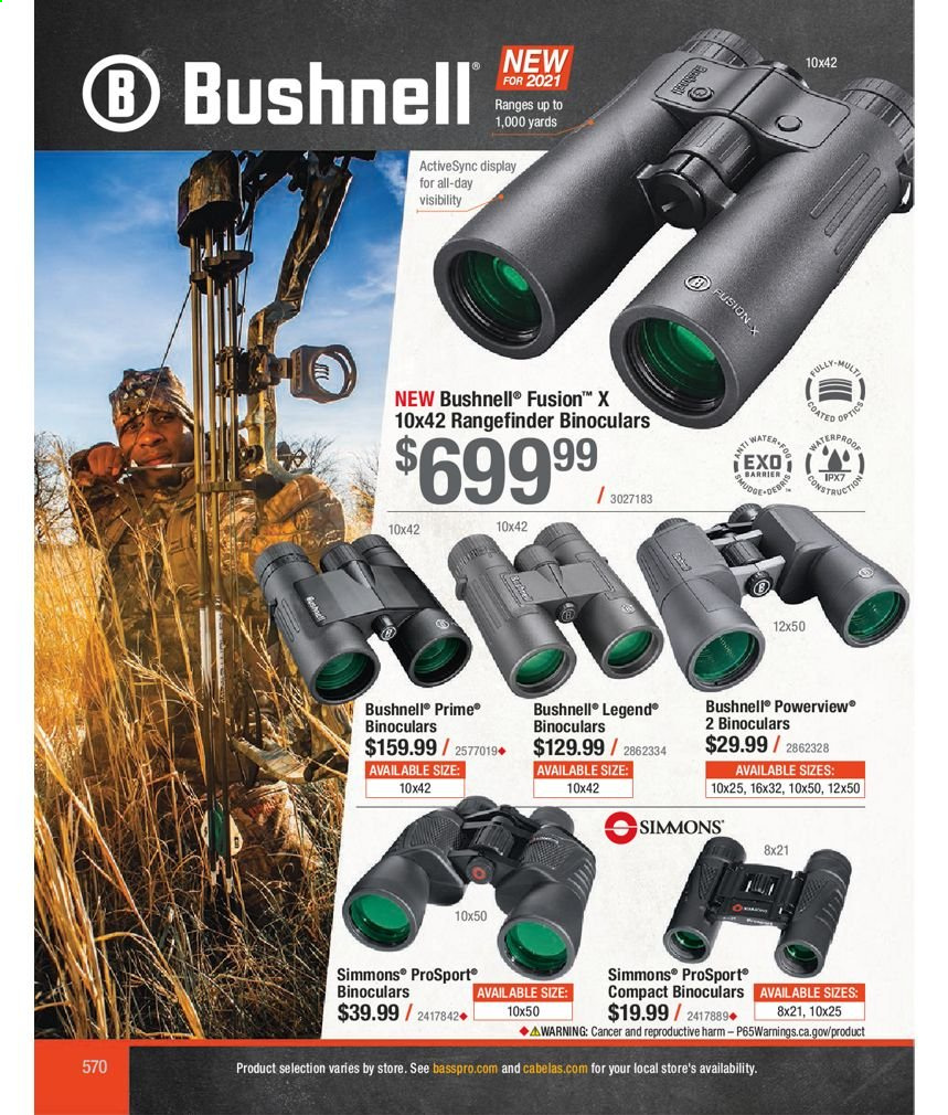 thumbnail - Bass Pro Shops Flyer - Sales products - rangefinder, binoculars, optics. Page 570.