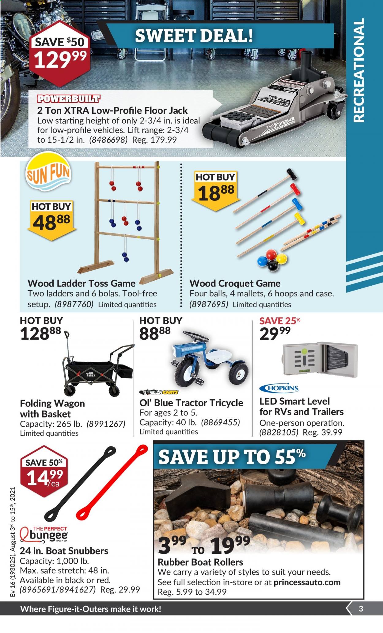 thumbnail - Princess Auto Flyer - August 03, 2021 - August 15, 2021 - Sales products - floor jack, ladder. Page 3.