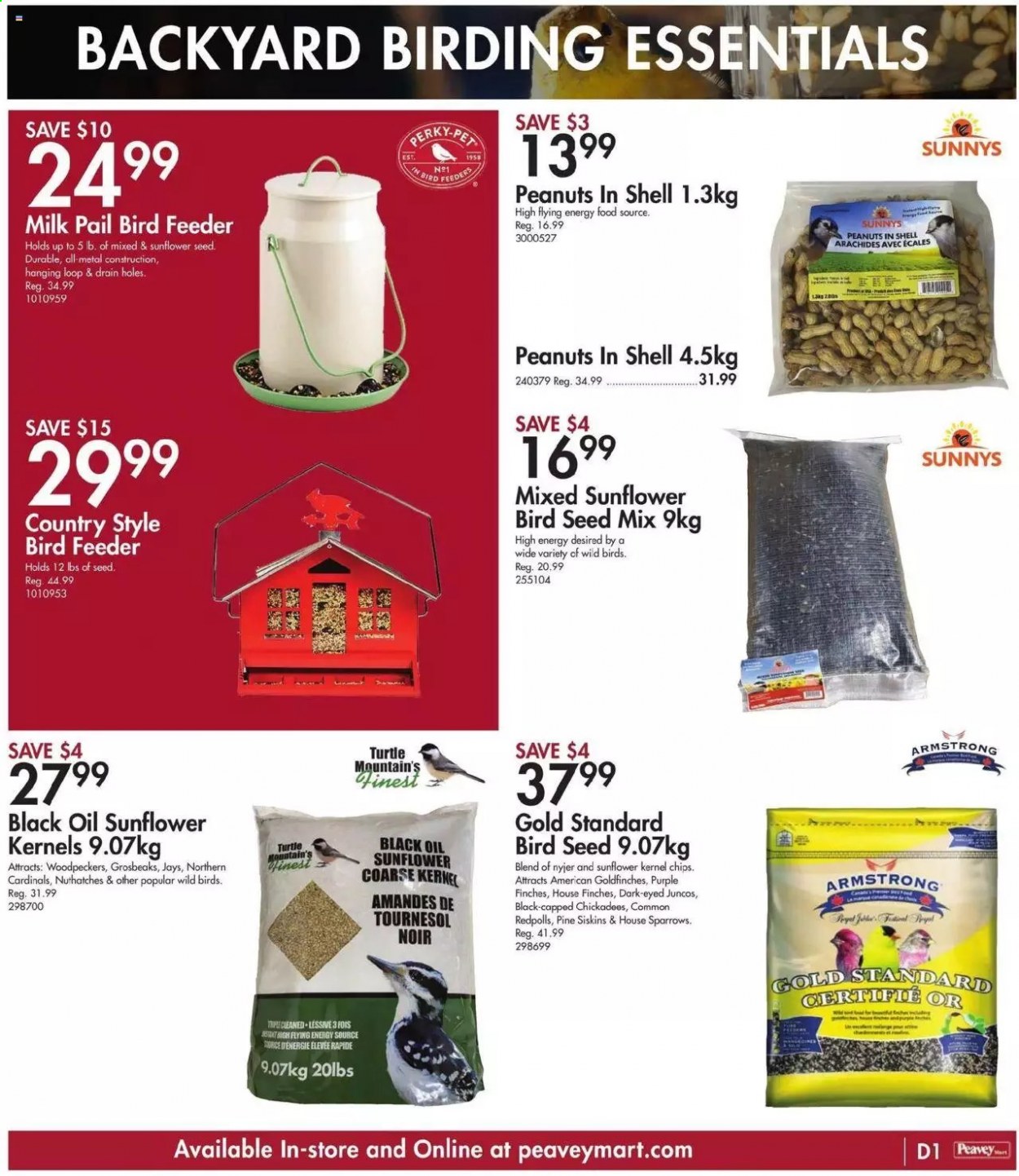 thumbnail - Peavey Mart Flyer - August 13, 2021 - August 19, 2021 - Sales products - bird feeder, animal food, bird food, plant seeds, Shell. Page 13.