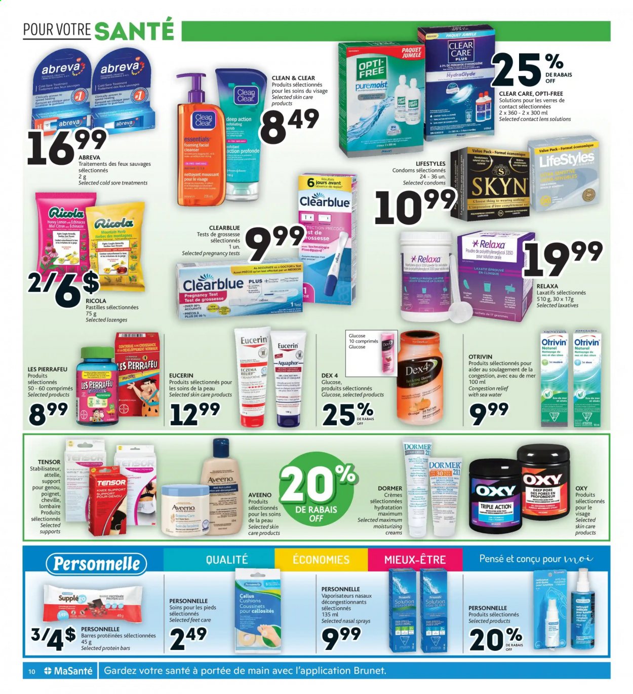 thumbnail - Brunet Flyer - August 19, 2021 - August 25, 2021 - Sales products - Aveeno, acne pad, cleaner, Jet, tampons, Abreva, cleanser, Clinique, Clean & Clear, body lotion, Clear Care, laxative, Eucerin. Page 8.