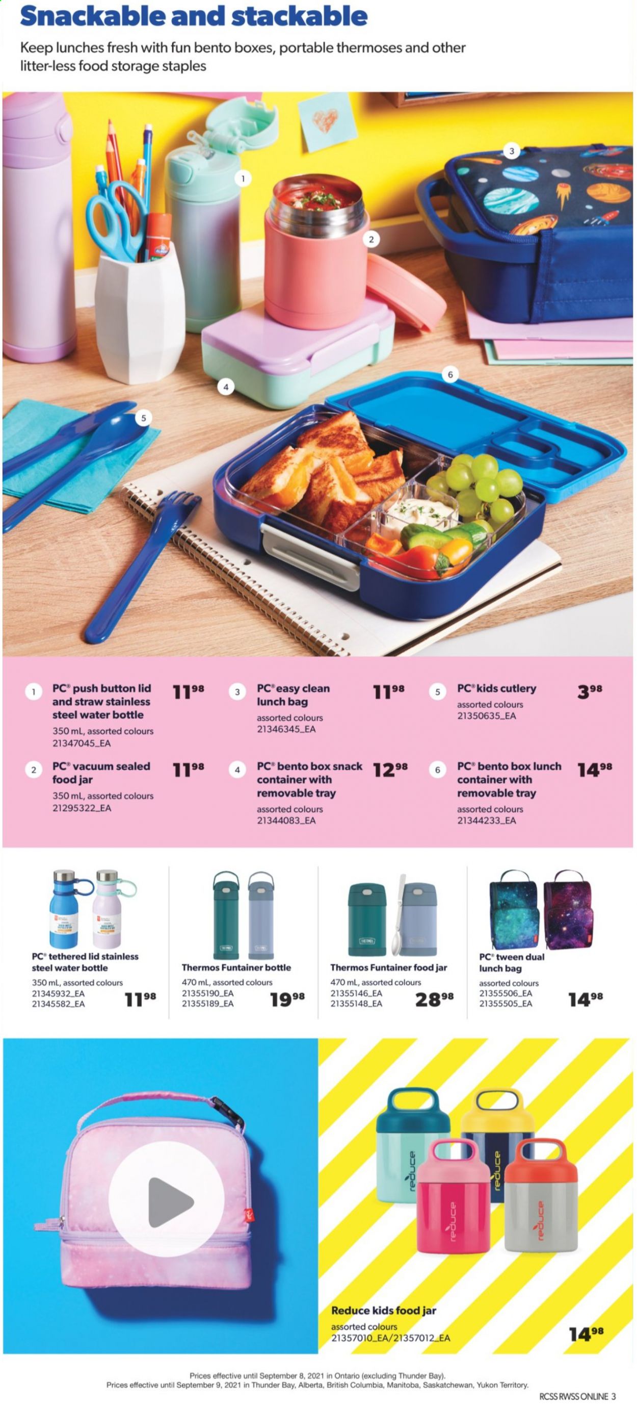 thumbnail - Real Canadian Superstore Flyer - August 12, 2021 - September 08, 2021 - Sales products - snack, lid, drink bottle, straw, jar, meal box, container. Page 3.