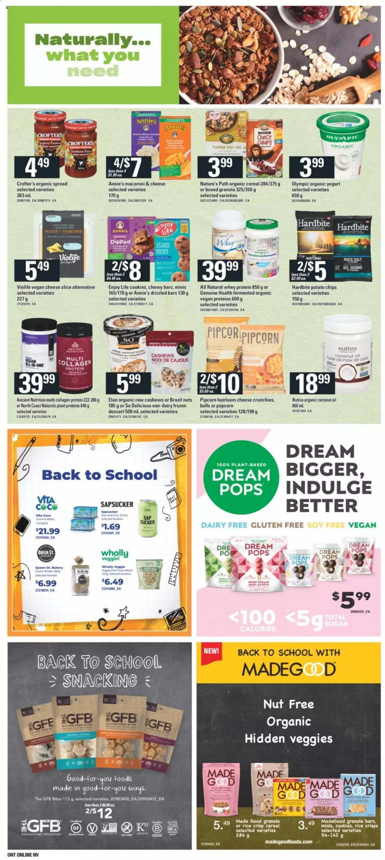 thumbnail - Independent Flyer - August 26, 2021 - September 01, 2021 - Sales products - pumpkin, macaroni & cheese, Annie's, yoghurt, organic yoghurt, cookies, chocolate, truffles, dark chocolate, potato chips, popcorn, rice crisps, salt, cereals, granola bar, rice, coconut oil, oil, cashews, brazil nuts, matcha, whey protein. Page 10.