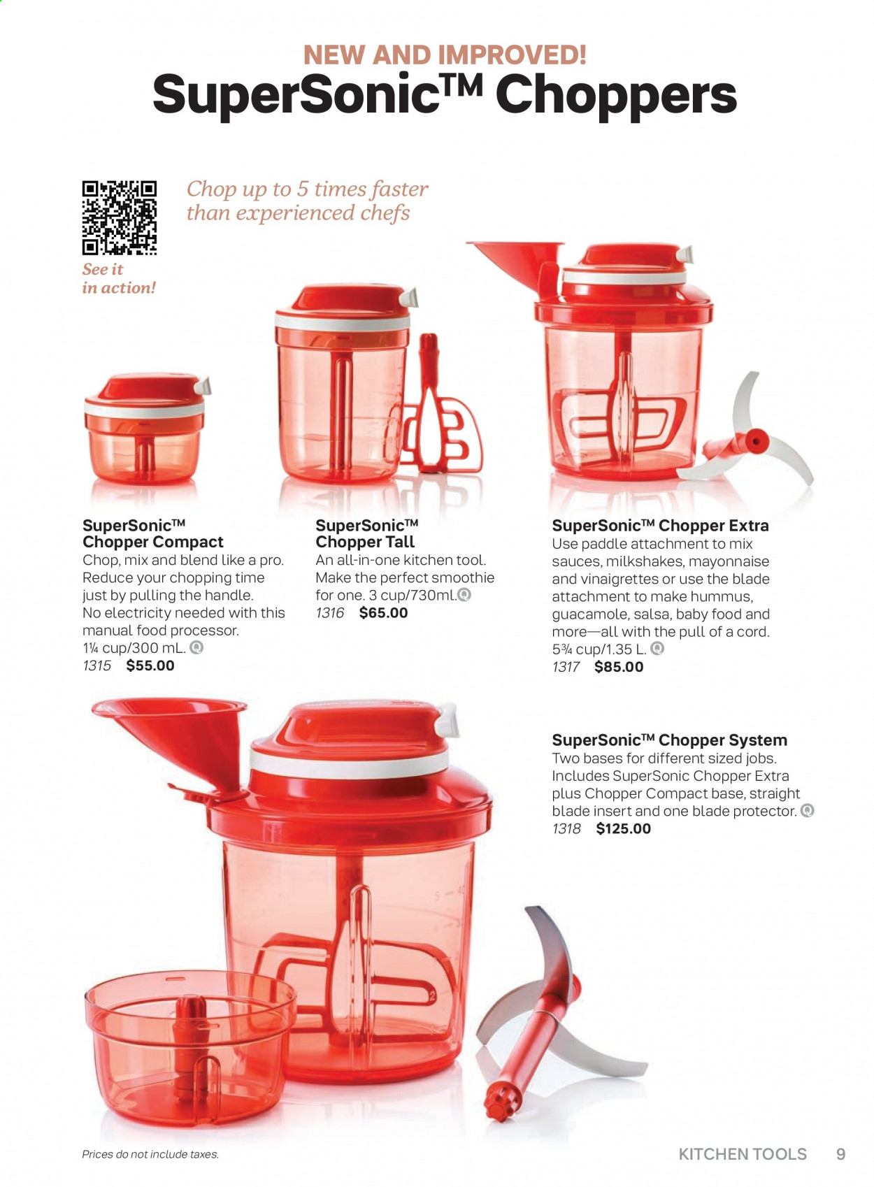 thumbnail - Tupperware Flyer - Sales products - cup, handy chopper, kitchen tools, food processor. Page 9.