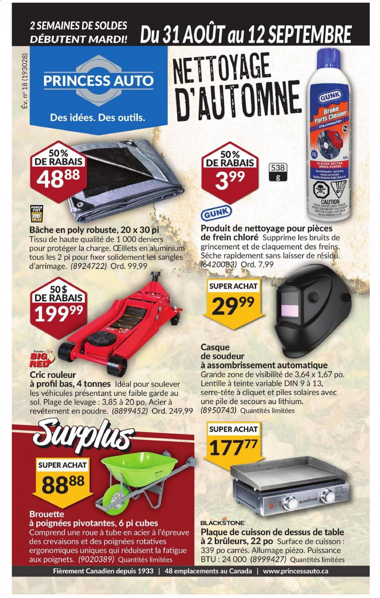 thumbnail - Princess Auto Flyer - August 31, 2021 - September 12, 2021 - Sales products - holder, brake cleaner, cleaner, brake fluid. Page 1.
