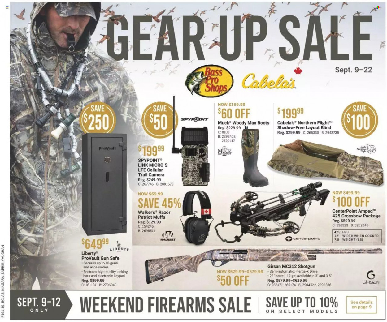 thumbnail - Bass Pro Shops Flyer - September 09, 2021 - September 22, 2021 - Sales products - trail cam, boots, razor, shotgun, camera. Page 1.