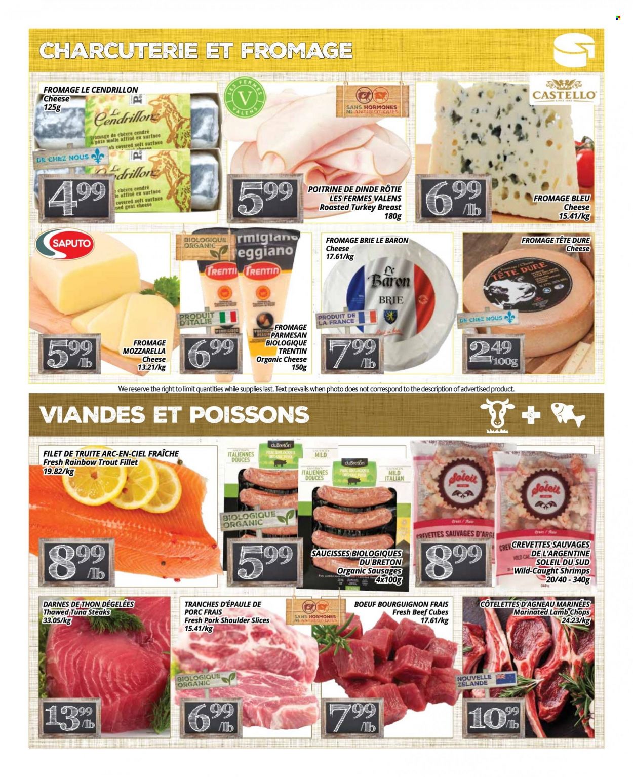thumbnail - Circulaire PA Nature - 13 Septembre 2021 - 26 Septembre 2021 - Produits soldés - thon, truite, saucisse, fromage, Brie, mozzarella, parmesan, crevettes, steak. Page 3.