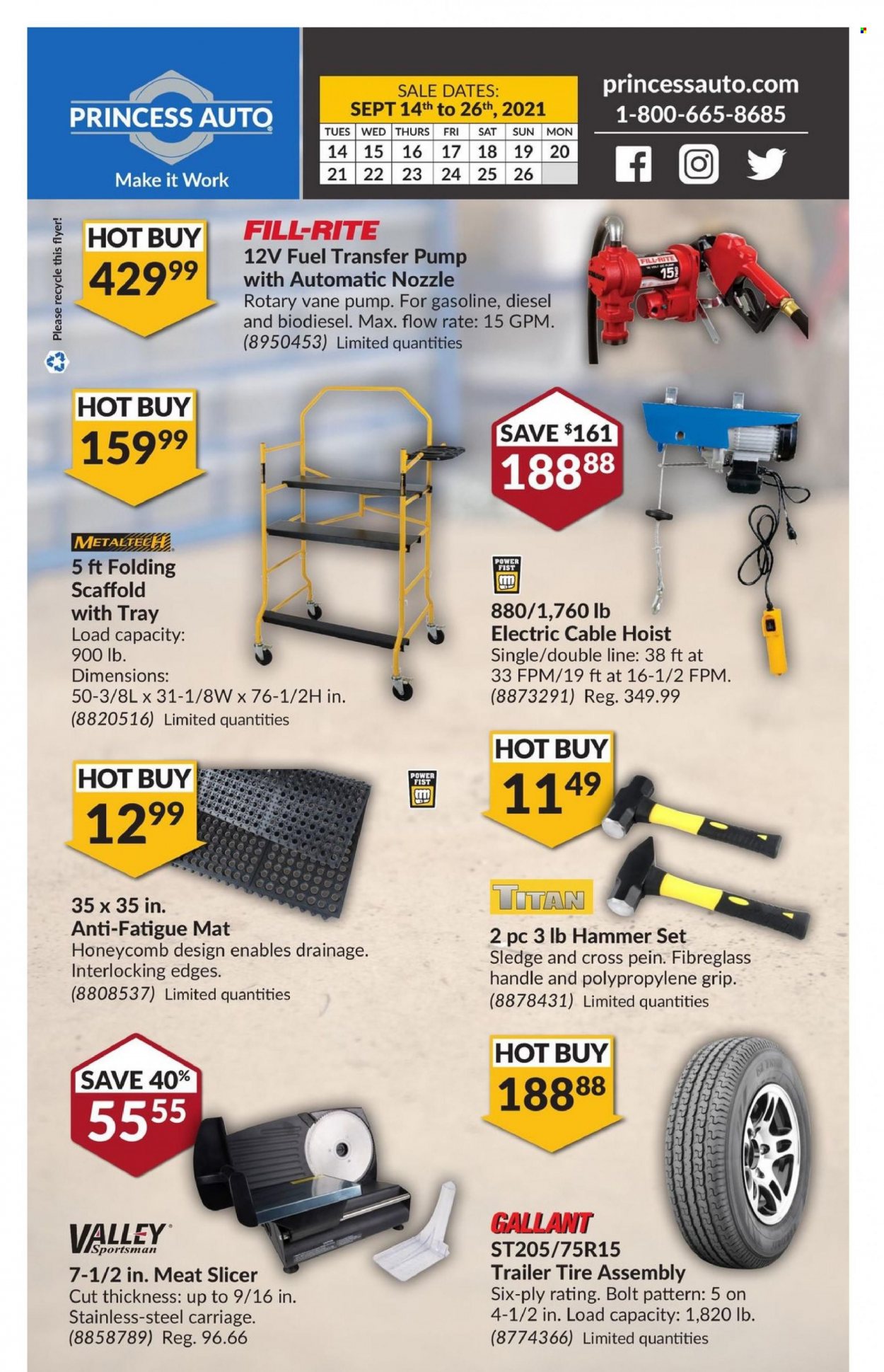 thumbnail - Princess Auto Flyer - September 14, 2021 - September 26, 2021 - Sales products - hammer, trailer. Page 4.