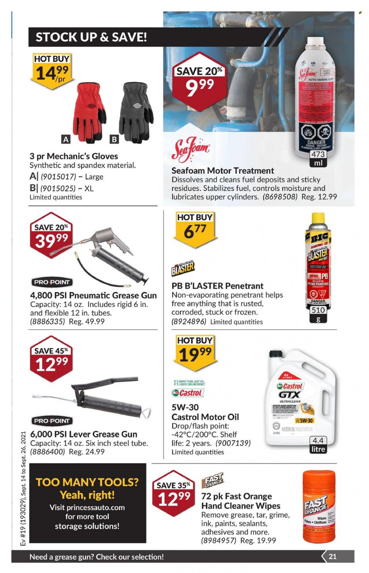 thumbnail - Princess Auto Flyer - September 14, 2021 - September 26, 2021 - Sales products - cleaner, motor oil, Castrol, B'laster. Page 23.