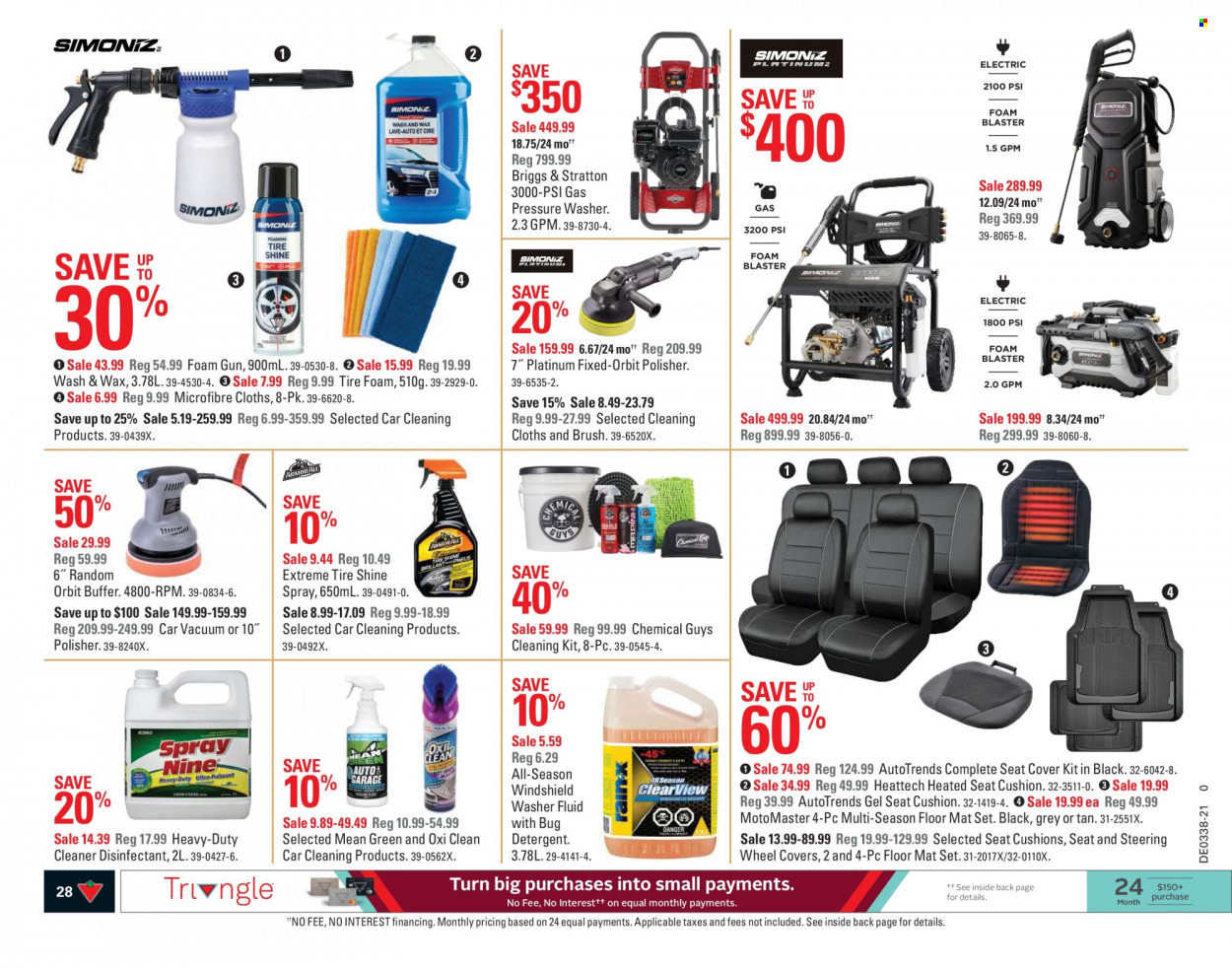 thumbnail - Canadian Tire Flyer - September 17, 2021 - September 23, 2021 - Sales products - cleaner, cushion, car seat cover, car floor mats, car cleaning products, tyre shine, washer fluid, wheel covers, detergent, desinfection. Page 27.