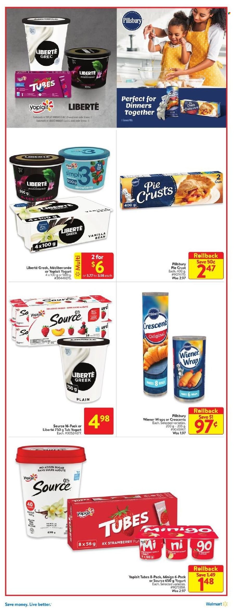 thumbnail - Walmart Flyer - September 16, 2021 - September 22, 2021 - Sales products - wraps, cherries, Pillsbury, yoghurt, Yoplait, pie crust, Lack. Page 4.