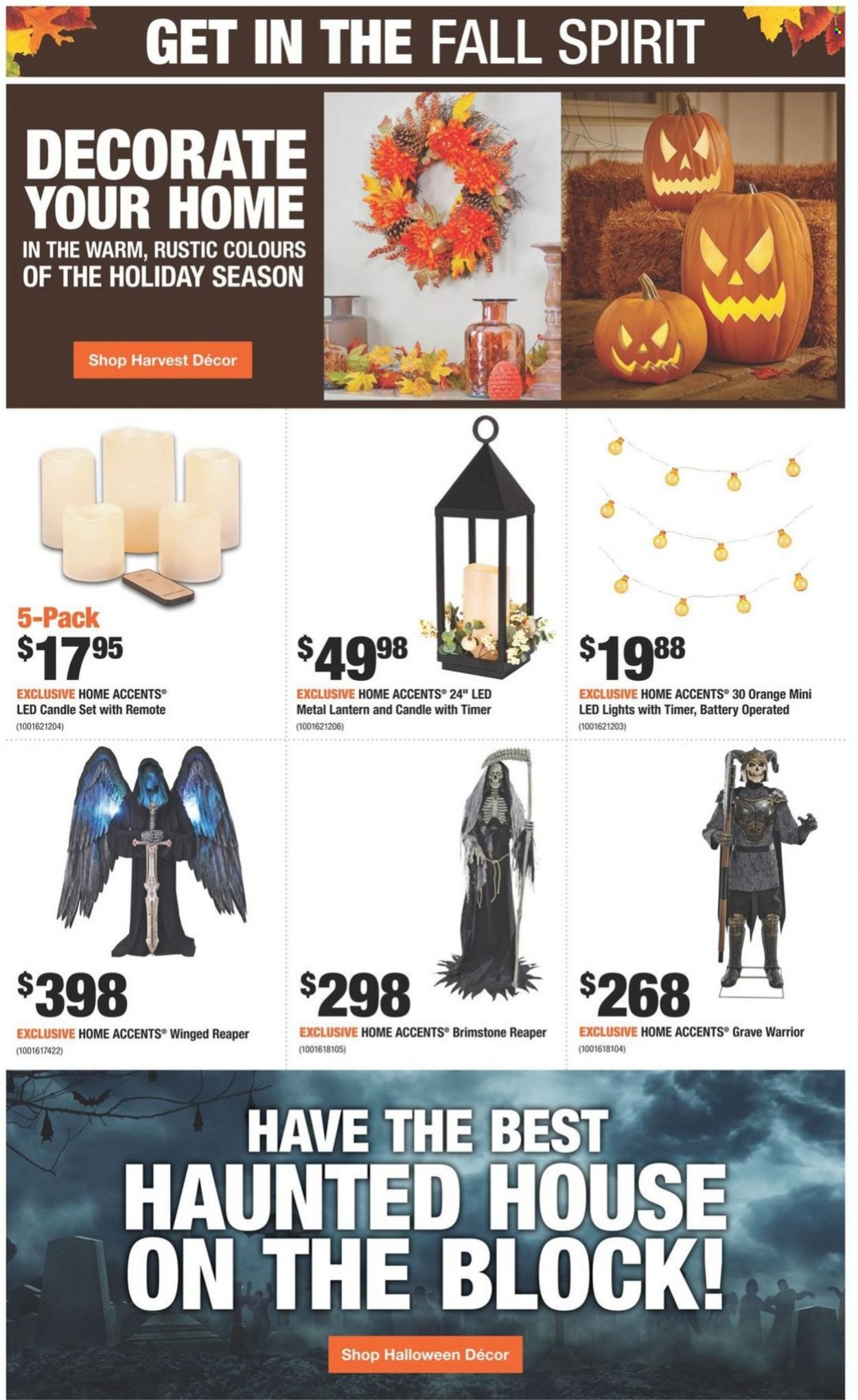 thumbnail - The Home Depot Flyer - September 16, 2021 - September 22, 2021 - Sales products - candle, lantern, metal lantern, LED light. Page 9.