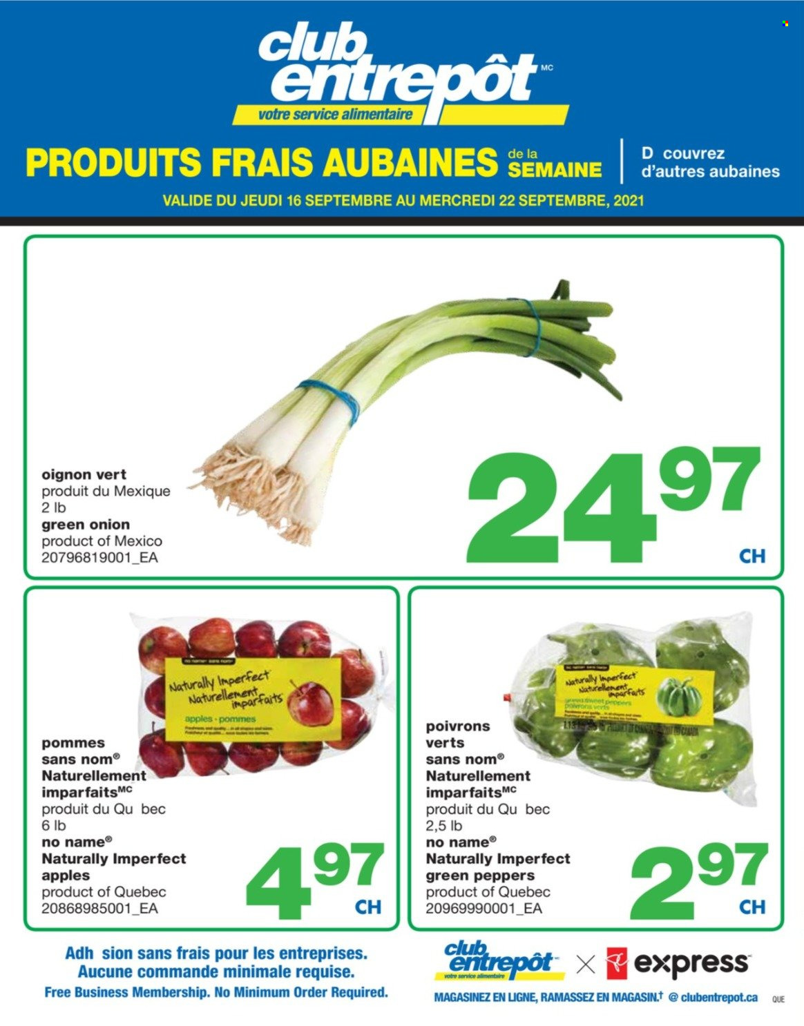 thumbnail - Wholesale Club Flyer - September 16, 2021 - September 22, 2021 - Sales products - onion, peppers, green onion, apples, No Name. Page 1.