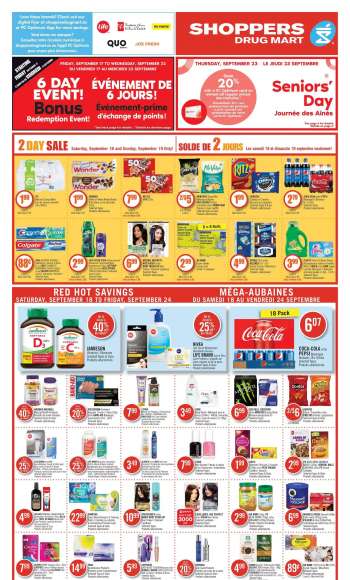 Circulaire Shoppers Drug Mart - 18 Septembre 2021 - 24 Septembre 2021.
