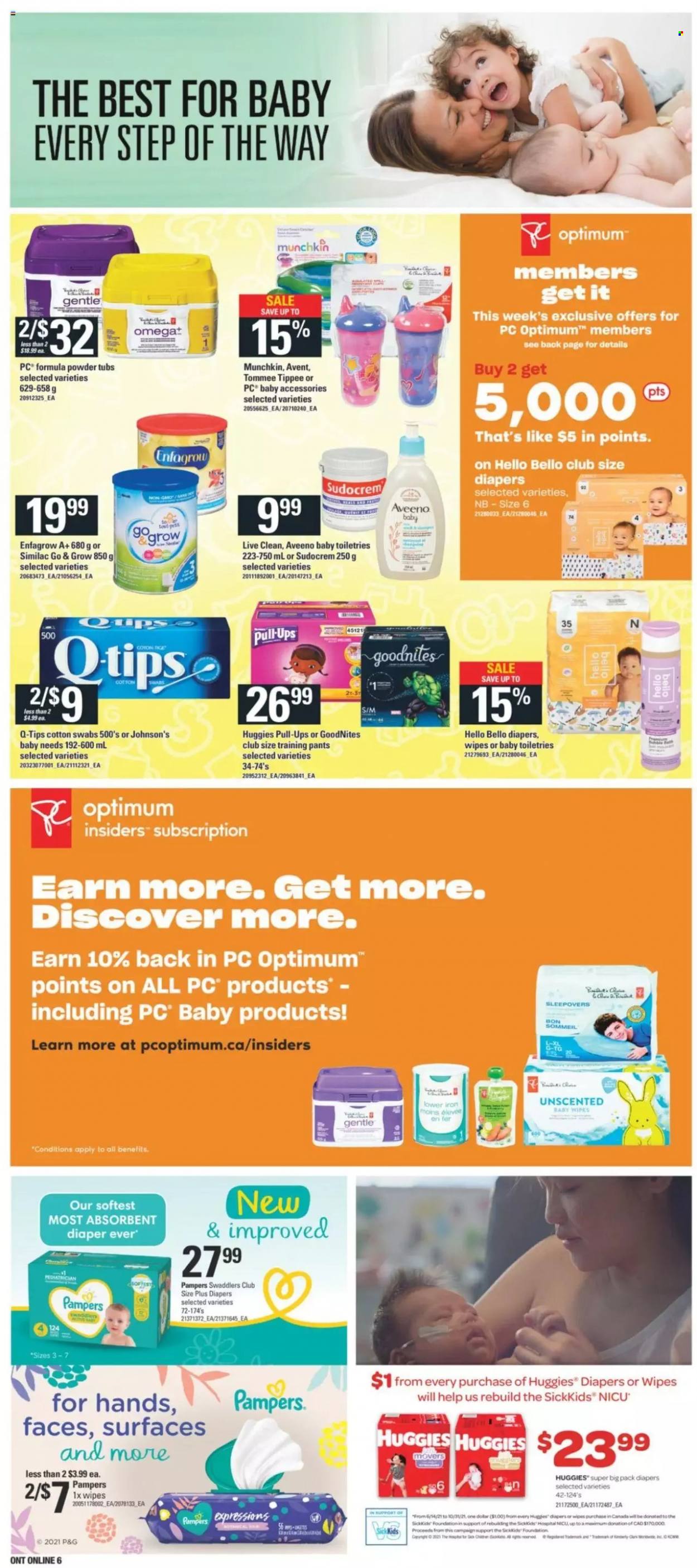 thumbnail - Independent Flyer - September 23, 2021 - September 29, 2021 - Sales products - Similac, wipes, pants, baby wipes, nappies, Johnson's, baby pants, Aveeno, Optimum, iron, Sudocrem, Huggies, Pampers. Page 9.