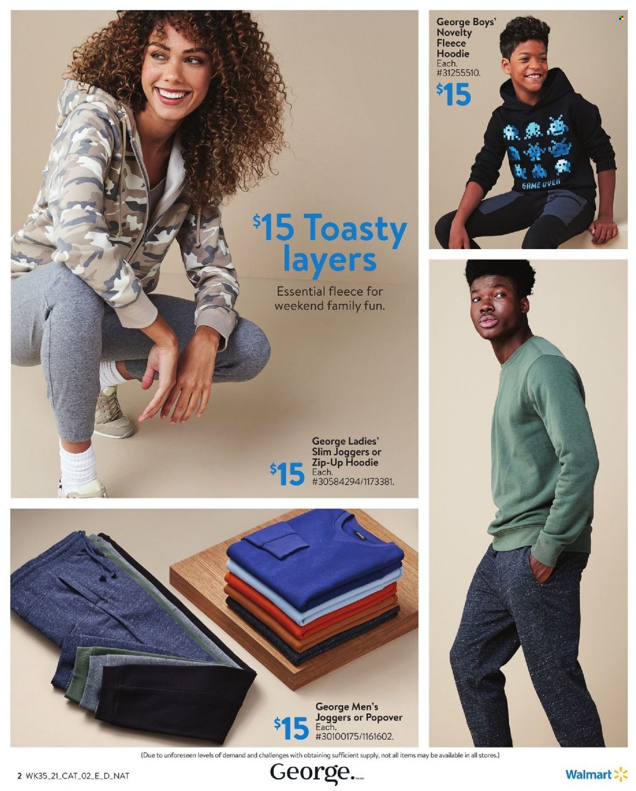 thumbnail - Walmart Flyer - September 23, 2021 - October 20, 2021 - Sales products - hoodie, joggers. Page 2.