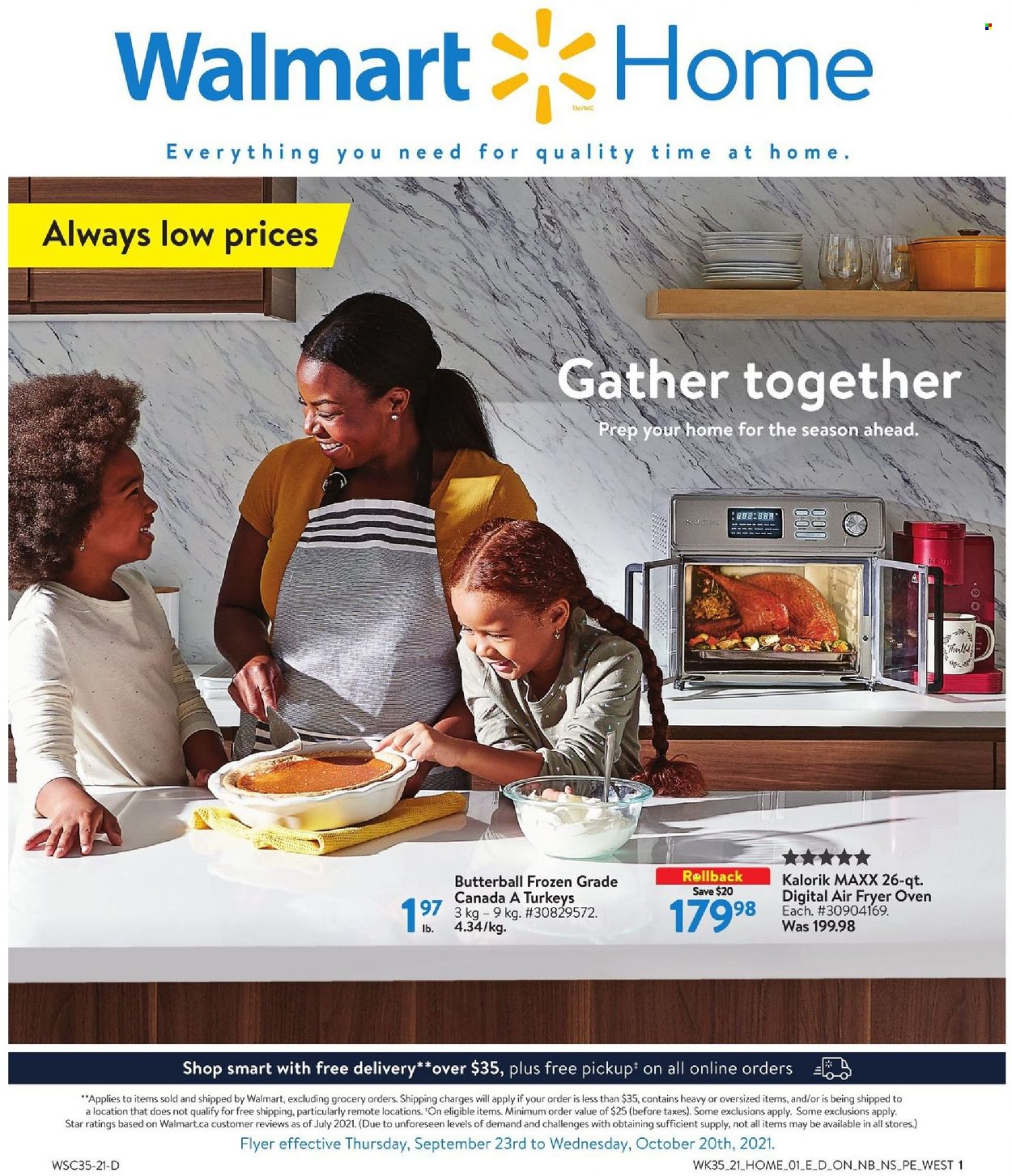thumbnail - Walmart Flyer - September 23, 2021 - October 20, 2021 - Sales products - Butterball, oven. Page 1.