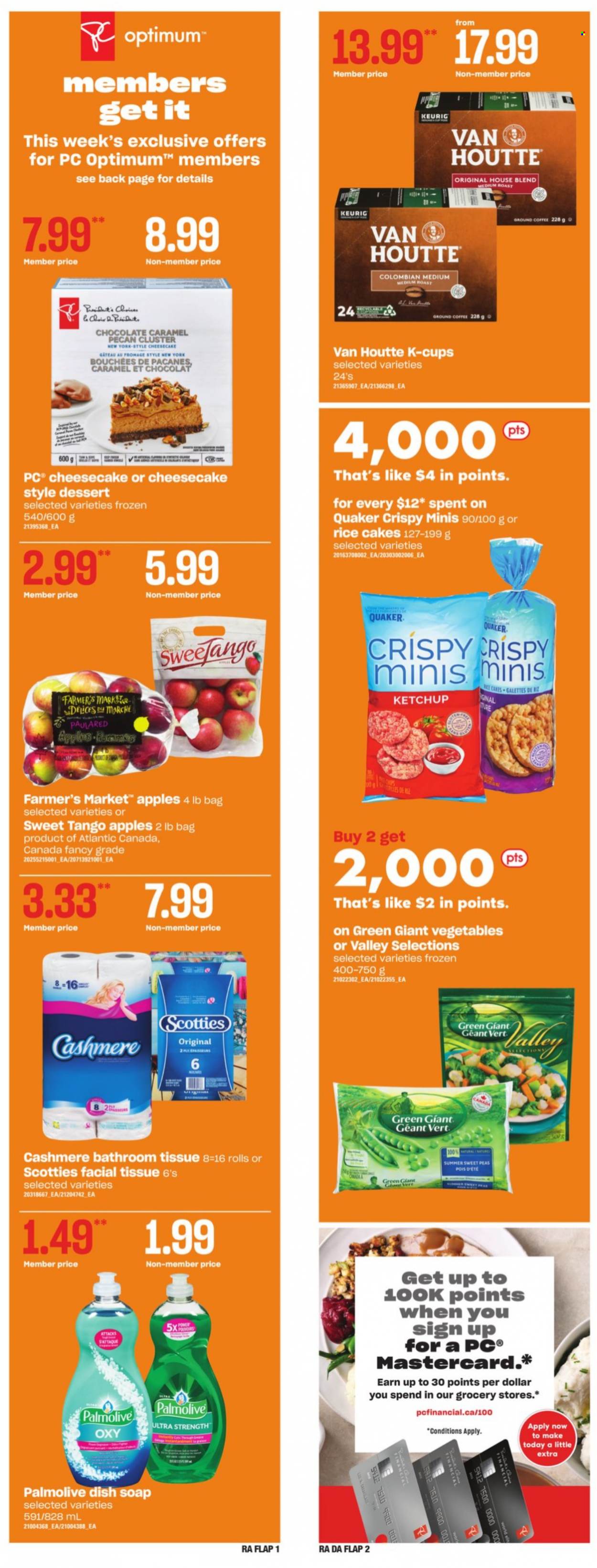 thumbnail - Atlantic Superstore Flyer - September 23, 2021 - September 29, 2021 - Sales products - cheesecake, peas, apples, Quaker, chocolate, caramel, coffee capsules, K-Cups, Keurig, bath tissue, Palmolive, soap, Optimum, ketchup. Page 13.