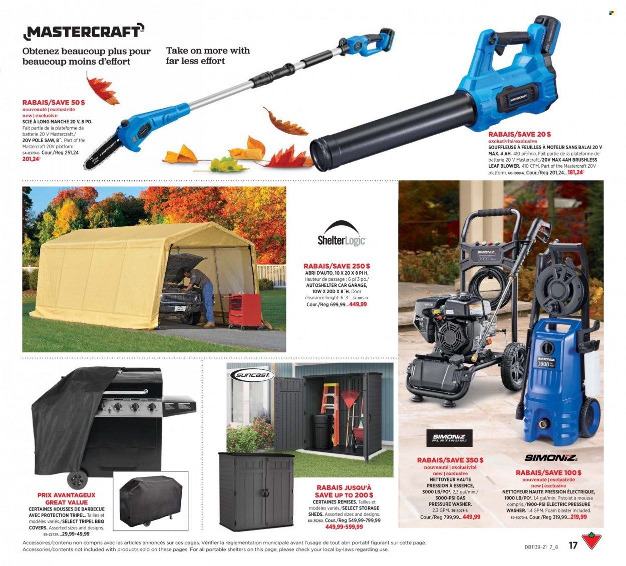 thumbnail - Canadian Tire Flyer - September 23, 2021 - October 13, 2021 - Sales products - leaf blower, saw, blower, electric pressure washer, pressure washer. Page 17.