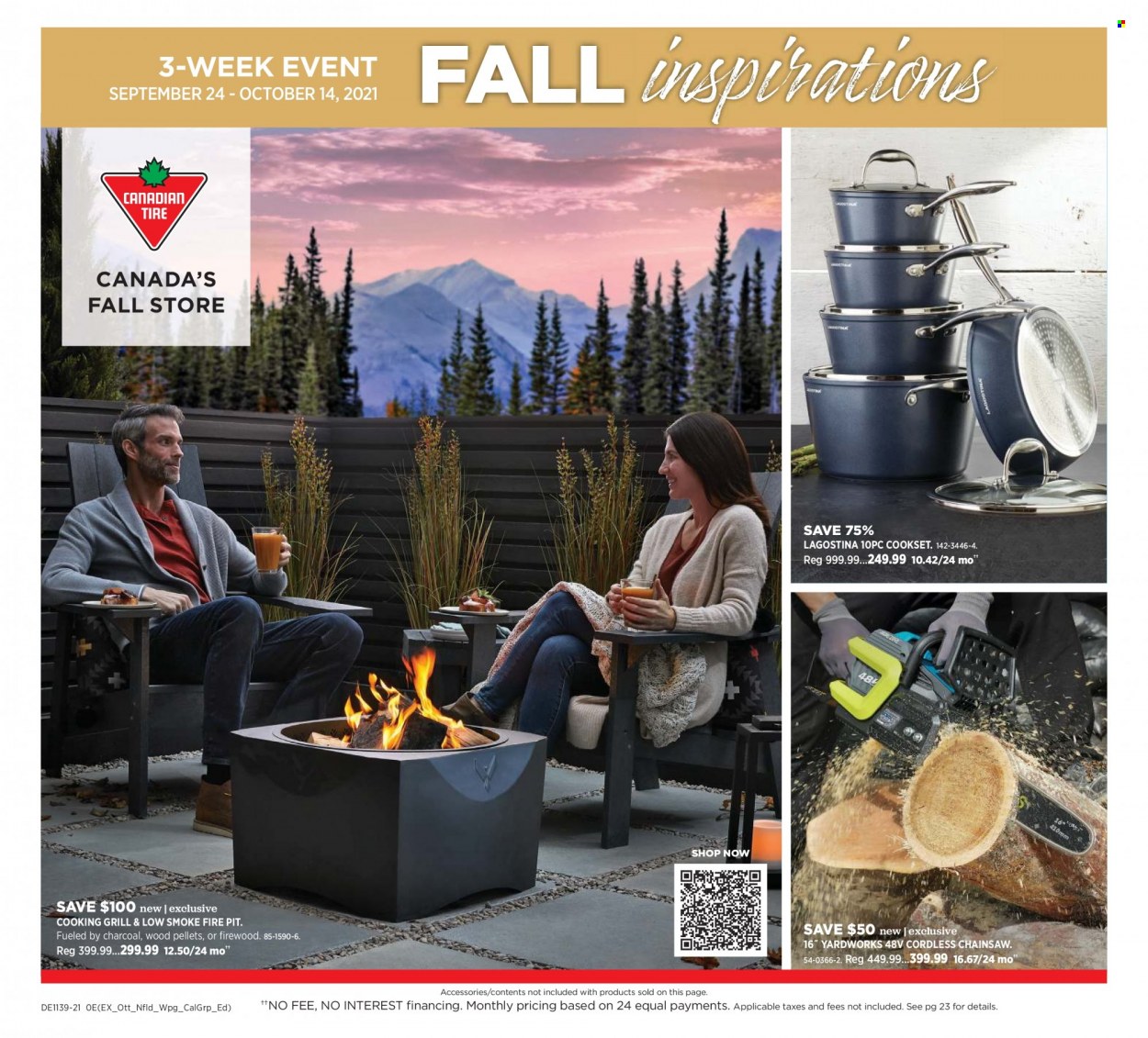 thumbnail - Canadian Tire Flyer - September 24, 2021 - October 14, 2021 - Sales products - chain saw, grill. Page 1.