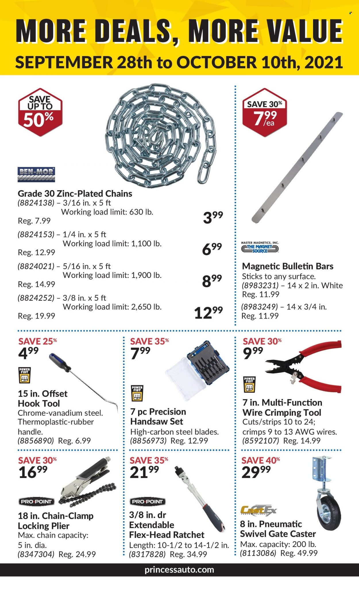 thumbnail - Princess Auto Flyer - September 28, 2021 - October 10, 2021 - Sales products - pliers, crimper, handsaw. Page 1.