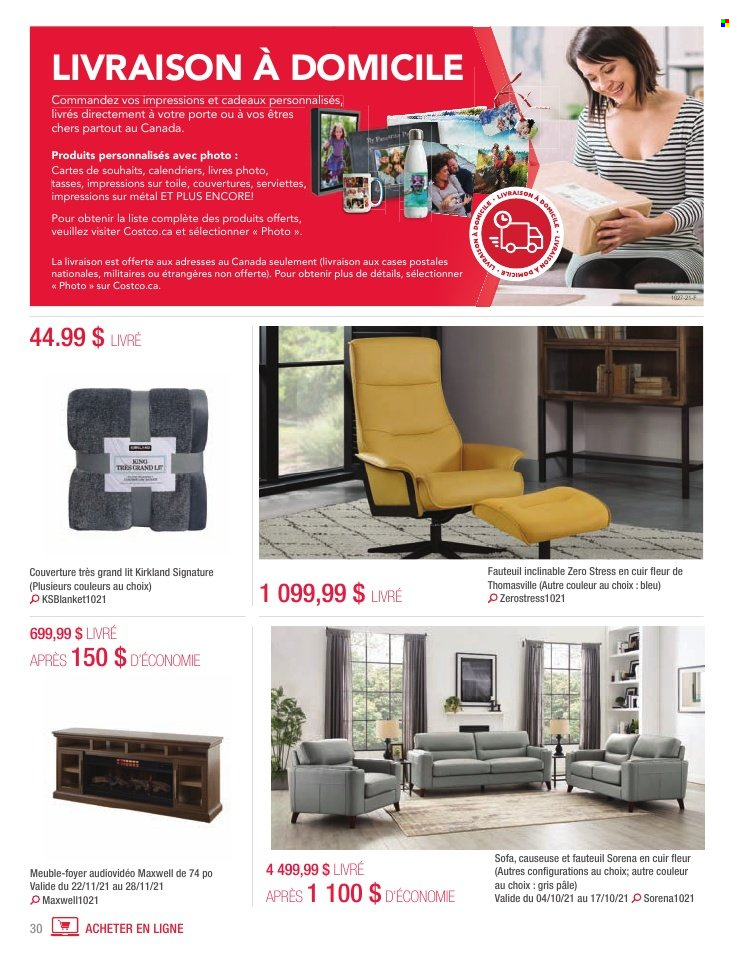 thumbnail - Costco Flyer - October 01, 2021 - November 30, 2021 - Sales products - sofa. Page 30.