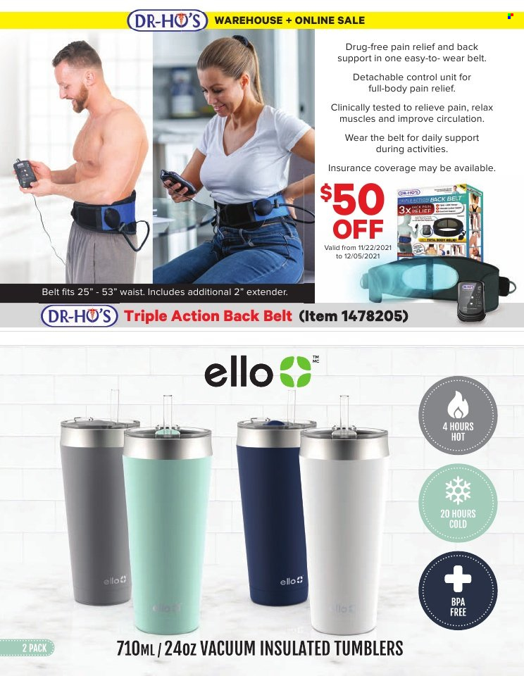 thumbnail - Costco Flyer - October 01, 2021 - November 30, 2021 - Sales products - tumbler, pan, belt, pain relief. Page 40.