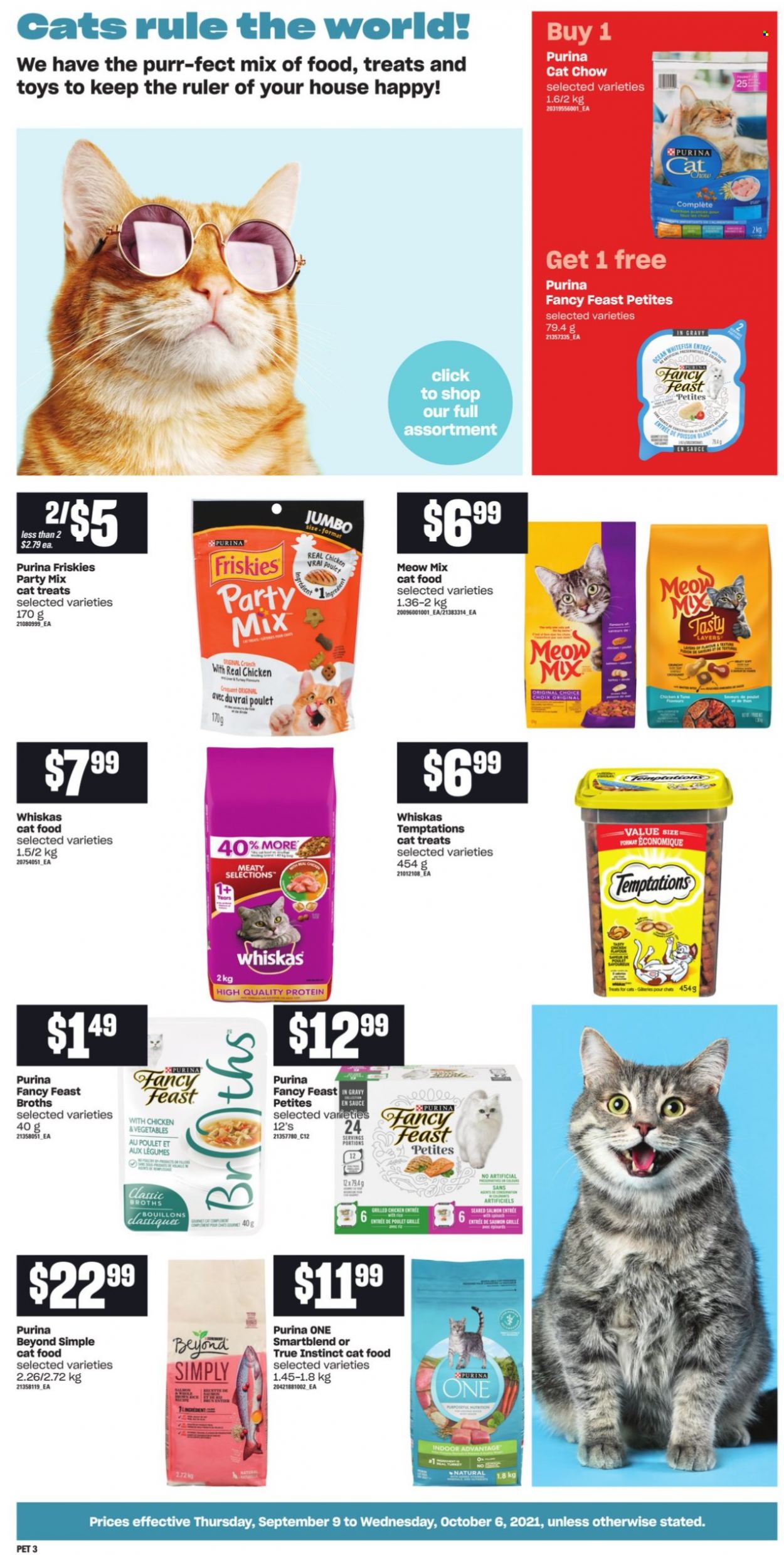thumbnail - Atlantic Superstore Flyer - September 09, 2021 - October 06, 2021 - Sales products - animal food, cat food, Purina, Meow Mix, Fancy Feast, Friskies, Whiskas. Page 3.