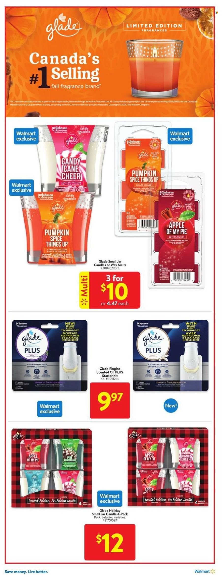 thumbnail - Walmart Flyer - September 30, 2021 - October 06, 2021 - Sales products - Apple, pie, candy cane, spice, oil, fragrance, candle, Glade, scented oil, Plus Plus. Page 13.