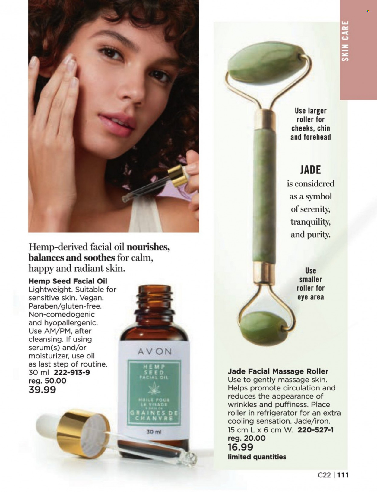 thumbnail - Avon Flyer - Sales products - Avon, moisturizer, serum, facial oil, roller. Page 111.