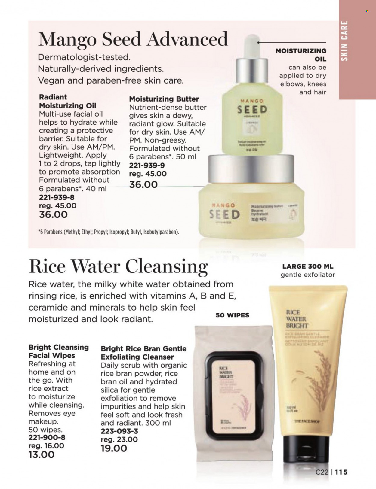 thumbnail - Avon Flyer - Sales products - wipes, cleanser, facial oil, Daily Scrub, makeup. Page 115.