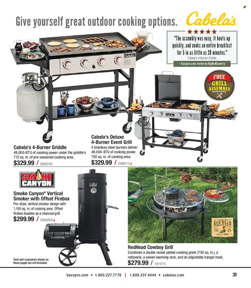 thumbnail - Bass Pro Shops Flyer - Sales products - grill, smoker, firebox, tank. Page 31.