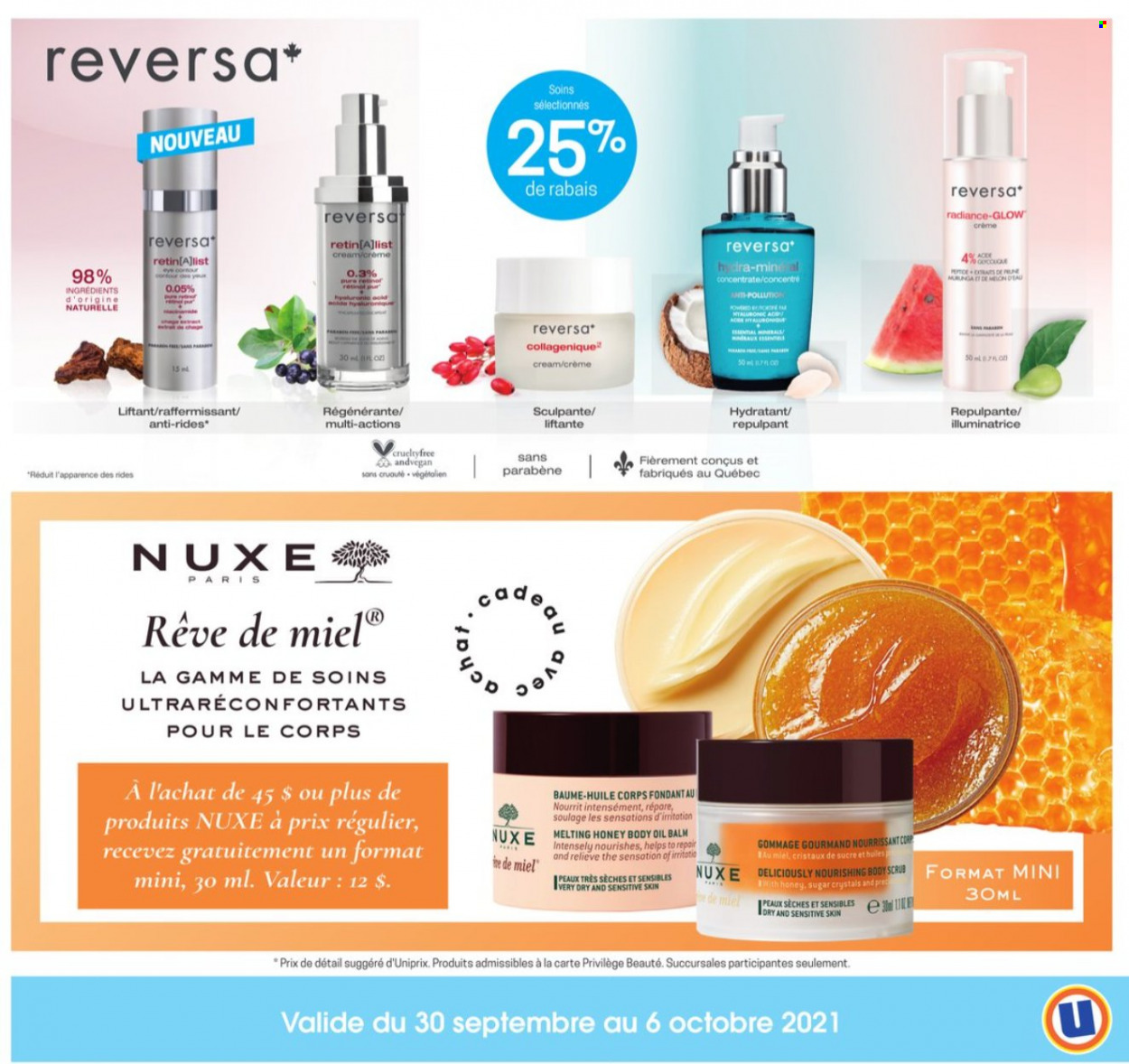 thumbnail - Uniprix Flyer - September 30, 2021 - October 06, 2021 - Sales products - sugar, oil, honey, body oil, body scrub. Page 10.