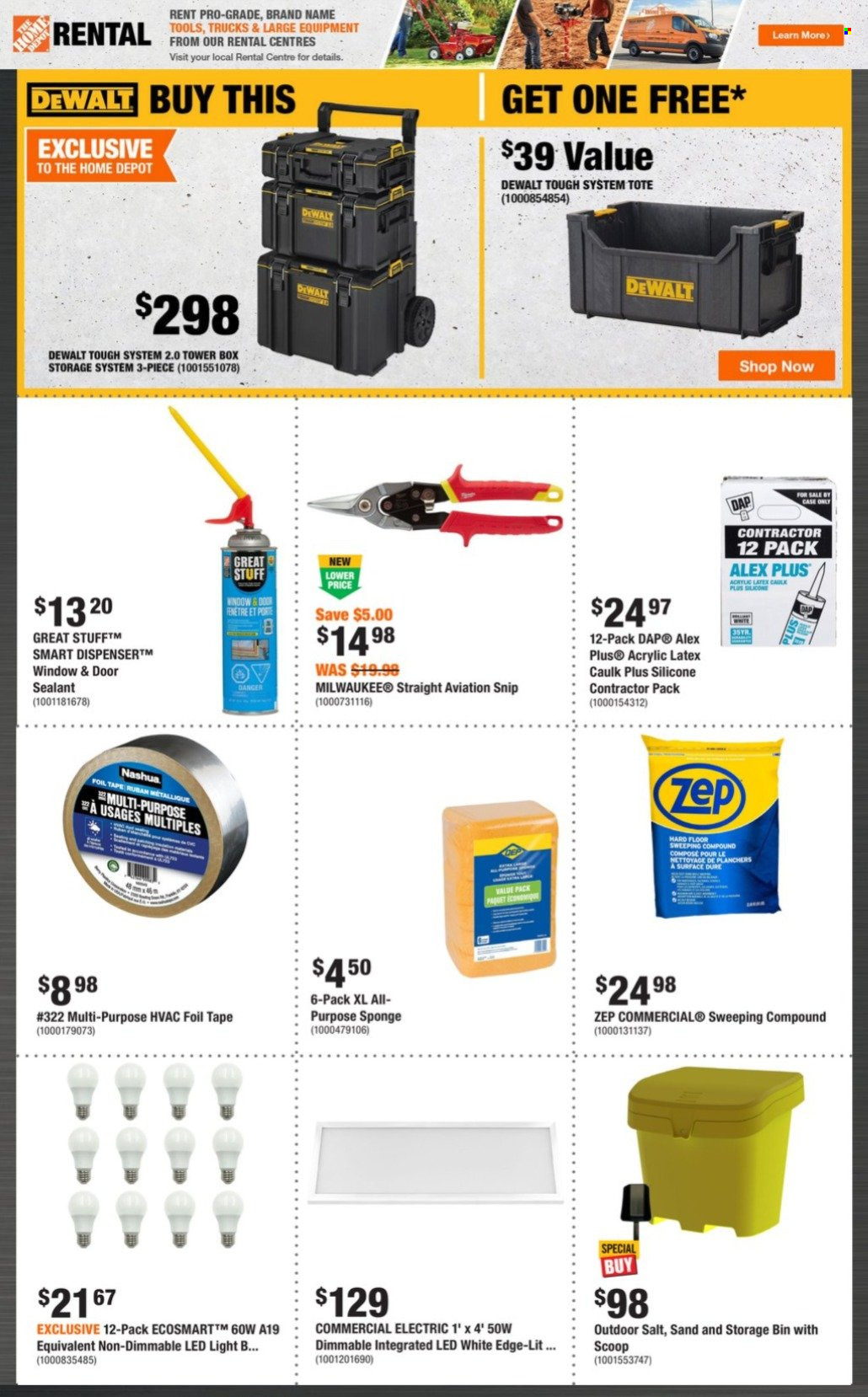 thumbnail - The Home Depot Flyer - September 30, 2021 - October 20, 2021 - Sales products - bin, sponge, storage bin, tote, LED light, Milwaukee, DeWALT. Page 2.