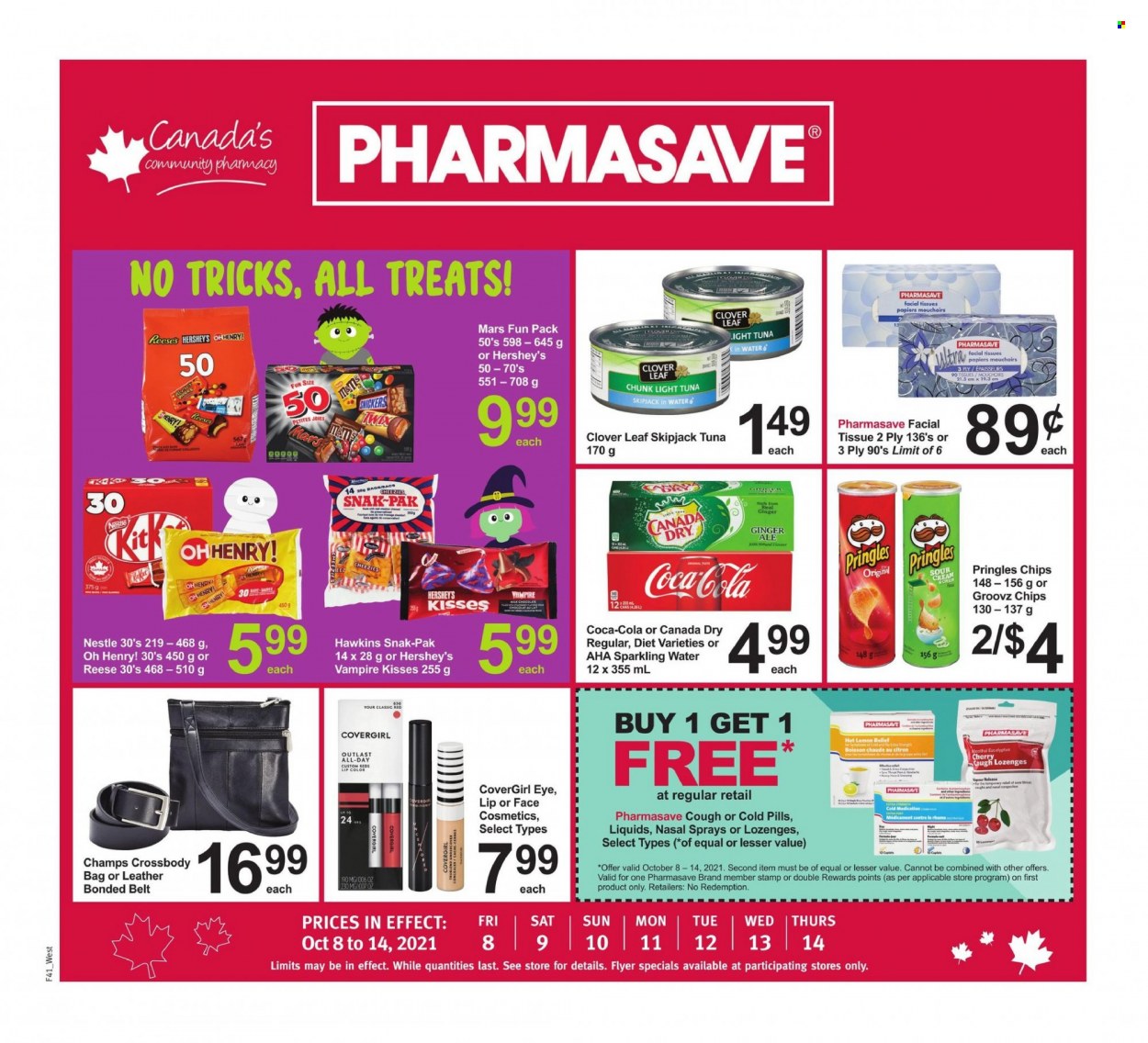 thumbnail - Circulaire Pharmasave - 08 Octobre 2021 - 14 Octobre 2021 - Produits soldés - Nestlé, chips, Pringles, Coca-Cola, mouchoirs. Page 1.