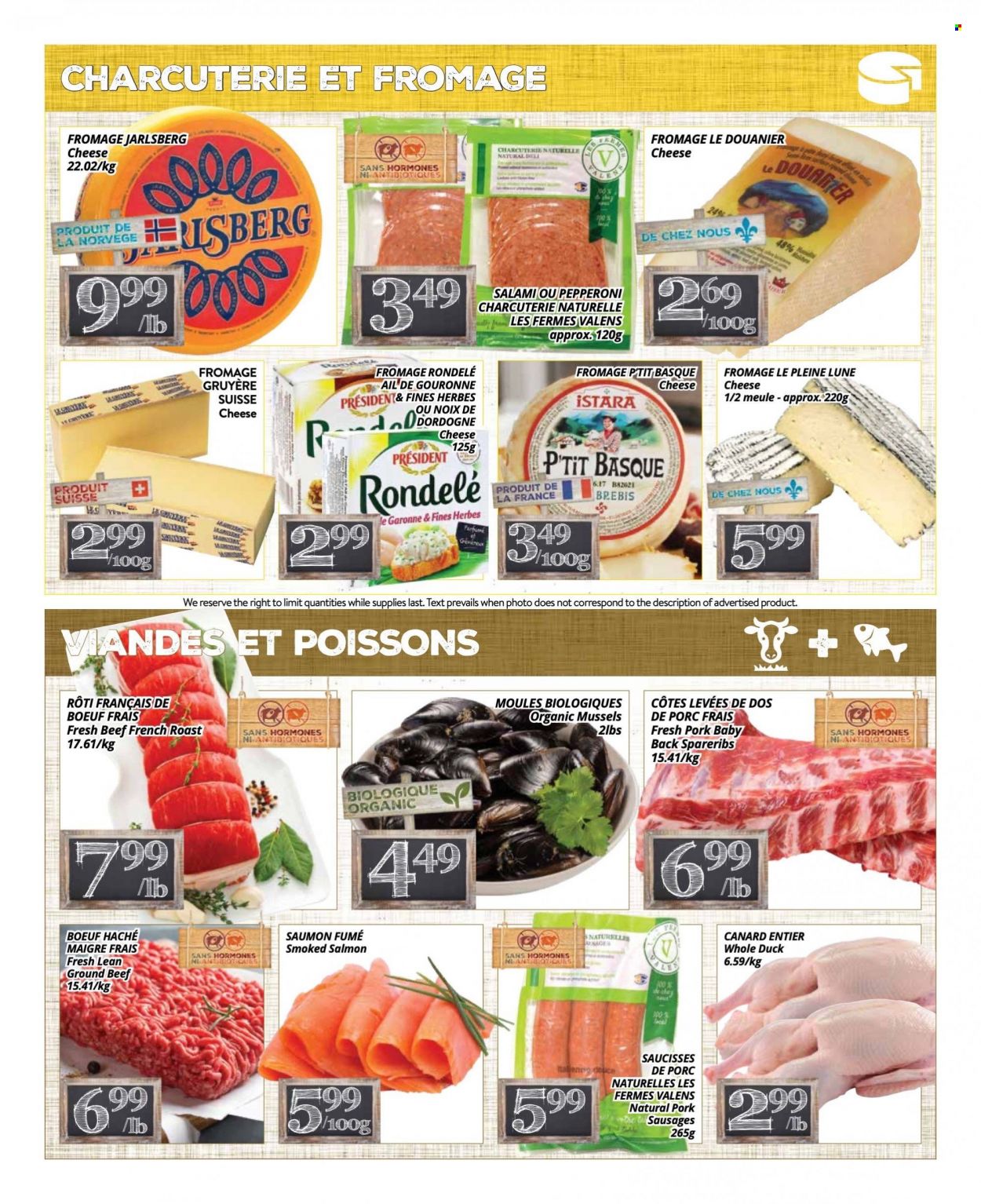 thumbnail - PA Nature Flyer - October 11, 2021 - October 24, 2021 - Sales products - mussels, salmon, smoked salmon, salami, sausage, pepperoni, Gruyere, cheese, Président, duck meat, whole duck, beef meat, ground beef, pork meat, pork ribs, pork spare ribs, pork back ribs. Page 3.