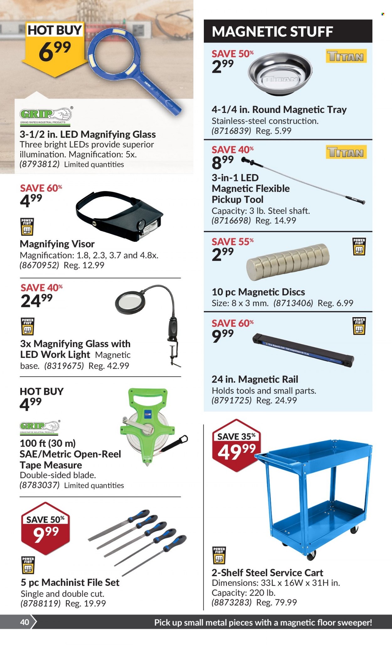 thumbnail - Princess Auto Flyer - October 12, 2021 - October 24, 2021 - Sales products - tray, work light, measuring tape, cart. Page 43.