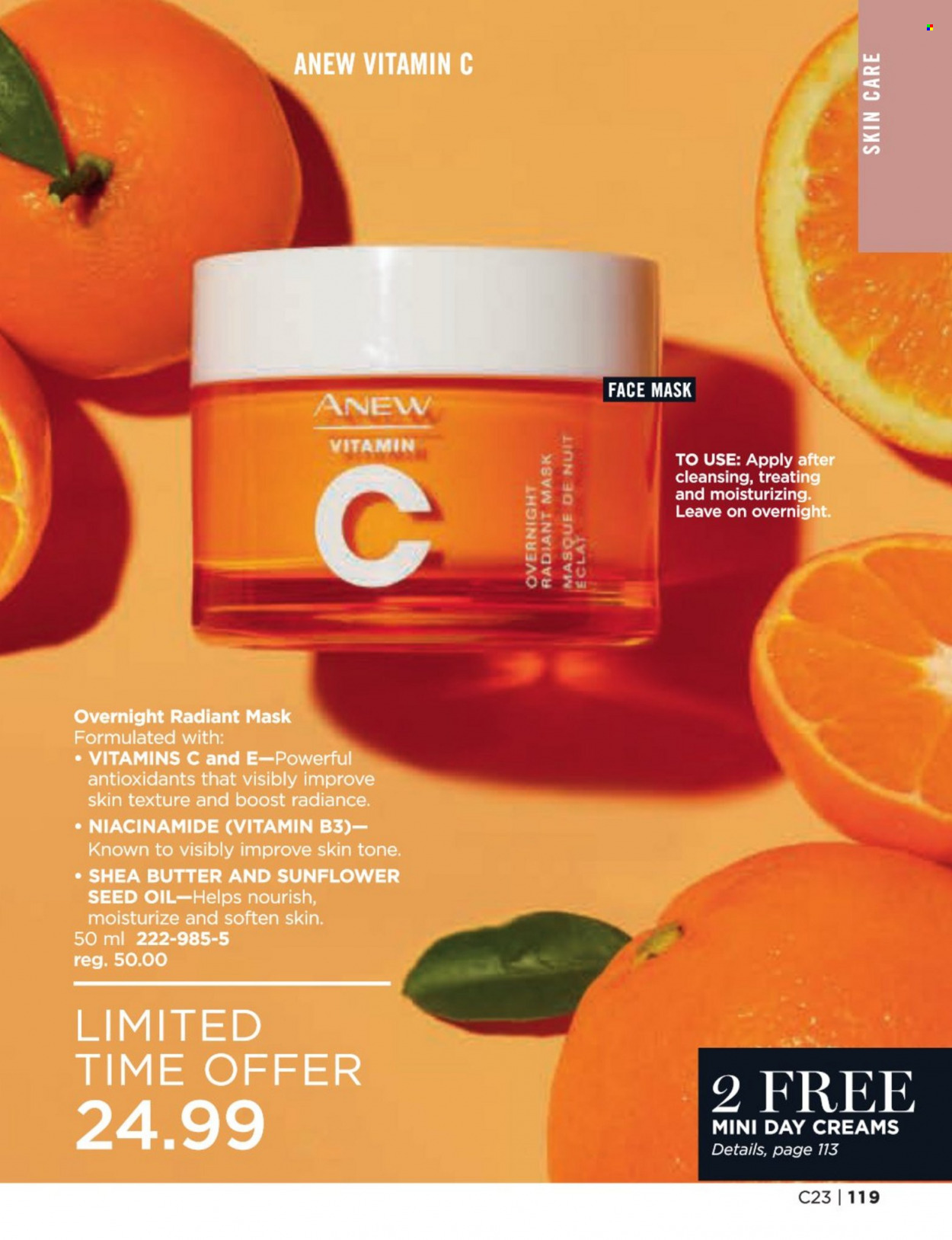thumbnail - Avon Flyer - Sales products - Anew, face mask, Niacinamide, Eclat, vitamin c. Page 119.