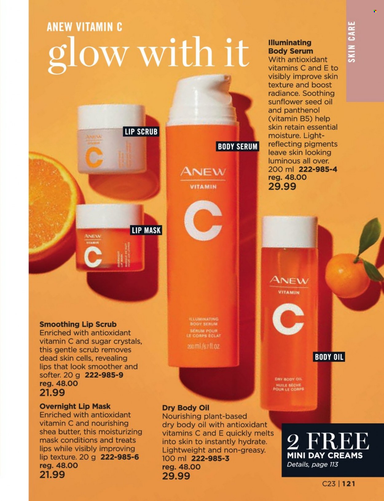 thumbnail - Avon Flyer - Sales products - Anew, serum, body oil, shea butter, Eclat, vitamin c. Page 121.