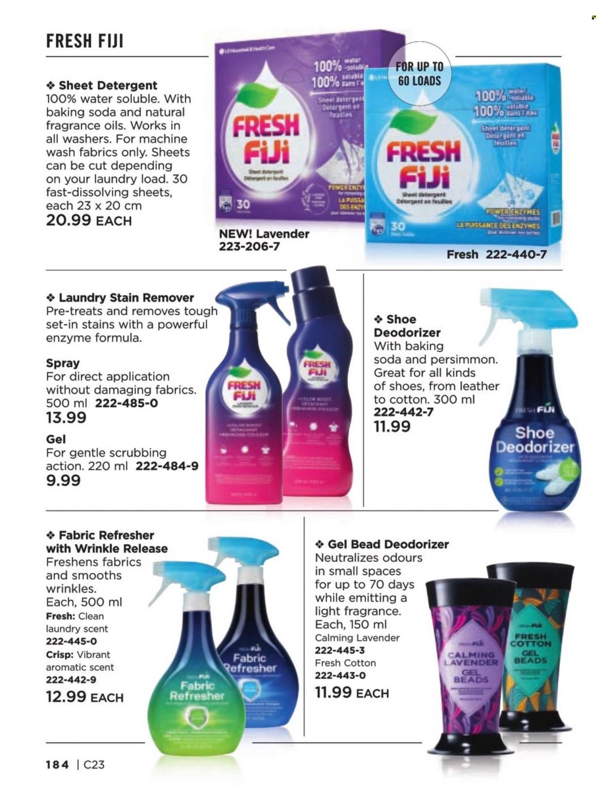 thumbnail - Avon Flyer - Sales products - stain remover, refresher, fragrance, detergent. Page 184.